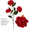 Flor Artificial Decorativa de Lujo Flor de Rocío Peonía de Tres Pétalos Arreglo Floral de Boda Guía de Camino Decoración de Boda Rama de Camelia Flor Artificial