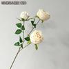 Rosa de simulación decoración de sala de estar ramo de rosas rizadas al por mayor en stock flor artificial 3 rosas imperiales pequeñas color completo