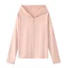 Camisa de Chifón con Capucha para Mujer de Verano, Ropa Exterior de Lyocell Tencel, Protección Solar, Transpirable, Corteholgado, Camisa de Manga Larga con Protección Solar