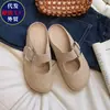Verano 2026 Nuevas Zapatillas de Lino de Una Correa Mary Jane con Cubierta Parcial para la Cabeza Transpirables Suela Suave Persona Perezosa Uso Exterior Versátiles Birkenstock