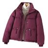 Chaqueta de Algodón Rojo Vino Nueva 2025 para Mujer, Corta Versátil Estilo Coreano Cuello Mao, Abrigo Acolchado de Algodón Grueso para Petite