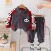 Conjunto de Dos Piezas de Forro Polar para Bebé Niño Otoño e Invierno Nuevo Estilo de Dibujos Animados Atuendo de Invierno para Niños Pequeños Chaqueta con Cremallera Conjunto Engrosado de Moda al por Mayor