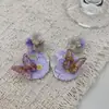 Aretes de Mariposa Morada con Forma de Corazón y Gota de Agua para Mujer, Pendientes de Nicho de Alta Gama, Exquisitos Accesorios Personalizados para Lóbulo de la Oreja