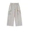 MAGMANS Marca Americana Retro Tendência Calça Reta Vintage Lavada Bolsos Grandes Calça Cargo Masculina 100% Algodão Calça Longa K7773