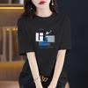 Verão Novo Algodão Puro Solto Estampado Blusa Versátil Manga Curta Tamanho Grande Emagrecedor Moda Tendência Ombro Normal Comprimento Médio t