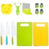 Juego de Cuchillos para Niños para Guardería, Cuchillo para Cortar Frutas, Tabla de Cortar, Juego de Enseñanza de Alimentos Complementarios, No Lastima las Manos, Pelador de Frutas