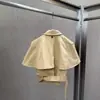 Chal de solapa de doble botonadura de nuevo estilo 2026 con cinturón desmontable, Elegante capa estilo ropa de trabajo, Gabardina corta