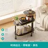 Mesa auxiliar de sofá de madera maciza con ruedas, mesa de centro con carrito móvil, mueble auxiliar de mármol con placa de roca para sala de estar, mueble para té