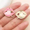 Día de San Valentín Corazón Forma Flor de Rosa Goteo Aceite Aleación Colgante DIY Pulsera Collar Llavero Pendiente Joyería Accesorios