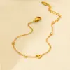 Colgante de Letra de Circonita Estilo Europeo y Americano Pulsera de Acero Inoxidable Chapada en Oro de 18K Joyería Impermeable Accesorios de Lujo de Nicho Venta al por Mayor