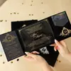 Convites de Casamento Personalizados Atacado Veludo Preto, Porta-Cartões de Veludo de Alta Qualidade, Convites de Casamento com Toque Premium