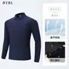 Camiseta Polo Masculina de Seda Gelada Sem Costura Manga Longa para Primavera e Outono, Cor Pura para Meia-Idade, Casual de Negócios, Gola Lapela, Top Passa-Fácil