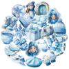 Compra Direta Transfronteiriça de 56 Peças de Adesivos Pet Transparentes 'Winter Miracle', Adesivos Decorativos Azuis Estilo Inverno para Diário