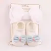 Conjunto de calcetines y diadema para bebés que están aprendiendo a caminar, calcetines cortos antideslizantes, diadema y accesorio para la cabeza de nailon jacquard para recién nacidos