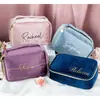 Bolsa de Armazenamento de Pincéis de Maquiagem de Veludo de Alta Qualidade, Bolsa de Veludo para Cosméticos tipo Sacola, Armazenamento de Maquiagem para Viagem de Grande Capacidade
