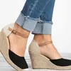 Bolsa de Linho Nova de Verão Sapatos Casuais com Salto Plataforma Sandálias de Tamanho Grande para Mulheres de Comércio Exterior 34-43 L102