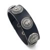 Pulsera de cuero para hombre estilo punk europeo y americano con remaches de calavera, personalizada y moderna, pulsera ancha de piel de vaca no convencional