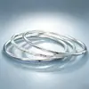 Pulseira de Prata Pura 9999 Três Vidas Três Mundos Duas Luzes Uma Areia Multi-Círculos para Mulheres, Pulseira Sólida Simples, Presente de Dia dos Namorados