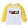 Lobo Espacial matando fronteiriça nova primavera e outono infantil gola redonda desenho animado manga longa camiseta de base camiseta para bebês meninos
