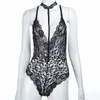 Lencería Sexy Estilo Europeo y Americano, Ligas Sexys, Espalda Descubierta, Camisón Sexy que no se quita, Body de Encaje Transparente Moldeador