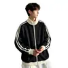Jaqueta listrada estilo americano para rua masculina, top da moda de marca para primavera e outono, jaqueta baseball esportiva solta e versátil