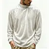 Nueva colección de otoño e invierno: Camiseta de manga larga para hombre, moderna, de corte holgado, texturizada, con cuello mandarín, perfecta como capa interior o como base oversized.