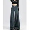 Jeans de pierna ancha para mujer talla grande, nuevo estilo primavera y otoño, tiro alto, corte holgado, diseño adelgazante, pantalones de pierna recta para tipos de cuerpo de pera