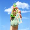 Hangli Lindo Caqui de Lana Crochetado Llavero de Coche Bolso Colgante Pequeño Corazón de Niña Colgante de Felpa Terminado