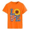 Estación independiente transfronteriza Europa y Estados Unidos AMOR girasol impresión de estrella de cinco puntas moda cuello redondo manga corta camiseta casual Amazon