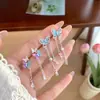 Brincos Femininos de Resina Pérola Borboleta com Franja Estilo Super Fada Coreana Agulha de Prata Doce Elegante Luxo Leve High-end All-match