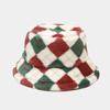 Otoño/Invierno 2022 Nuevo Sombrero de Pescador Grueso Cálido de Cuadros de Color Contrastante Protector Solar Cortavientos para Exteriores Sombrero de Cubeta Sombrero de Red para Redes Sociales