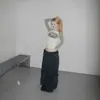 Camiseta de manga raglan com retalhos em cores contrastantes e estampa de cavalo selvagem para mulheres, modelagem justa, top curto para garotas estilosas, atacado