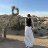 Arroyo de Montaña3.30/10:00Am Pantalones de Lino Holgados Casuales con Caída y Pierna Ancha con Sensación de Oxígeno
