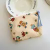 Bolsa Cosmética Linda Azul Caricatura Mini Billetera Algodón Puro Bolsa Pequeña de Tela Auriculares Lápiz Labial Bolsa de Almacenamiento Portátil
