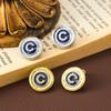 Aretes de Pin de Botón Redondo Italiano WF con Letra de Plata 925 Aretes Frescos de Verano para Mujer Joyería Aretes Sentido de Alta Gama