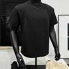 Camiseta de Hombre de Algodón Pesado Americano Espacio Corta Manga Media Desestructurada Empalmada Cuello Redondo Pequeño Hombro Derecho Corte Holgado 280g