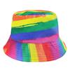Sombrero de pescador arcoíris estilo japonés y coreano, con cabeza grande, costuras Wai, parte superior plana, combinable con todo, para hombre y mujer, sombrero de viaje, sombrero de lavabo, sombrero de doble cara.