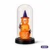 Adorno de Cúpula de Cristal para Halloween Lámpara de Calabaza Calavera Decoración de Mesa Atmósfera Festiva Creativa Luz para Hogar Bar Fiesta