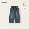 Youbao Huzhou Zhili Roupa Infantil Malha Suéter Cardigan para Criança Grande Jeans de Perna Reta Conjunto de Duas Peças Conjunto de Menina