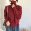Suéter de Gola Alta Macio e Ceroso Feminino Outono e Inverno Novo Solto Simples Versátil Pulôver Cor Sólida Roupa Externa Top de Tricô Preguiçoso