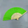 Ventilador de seda de cor sólida para casamento mais vendido no AliExpress, lado único em tecido de seda, ventilador feminino, para casamento estrangeiro com convite de mão