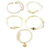 Pulsera de Cordón Trenzado Estilo Vacaciones de Verano Nuevo Europeo y Americano Pulsera de Playa Estrella de Mar Concha Perla Pulsera Trenzada de Cordón Ajustable