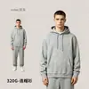 Moletom Americano Streetwear Pesado Outono e Inverno 320g, Modelagem Solta, Gola Redonda, Moletom Cross-border, Moletom com Capuz Personalizado Masculino