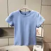Camiseta Básica de Verão Versátil Slim-Fit Feminina Gola Redonda Manga Curta, Valoriza o Corpo e Estilosa, Estilo Hot Girl 12203