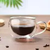 Copos para suco e bebidas domésticos com alças, copos transparentes de vidro para café e chá de leite, copos isolados de camada dupla, disponíveis para dropshipping