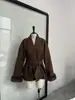 Colección Otoño/Invierno 2025 Nueva Transfronteriza AliExpress: Elegante y Holgado Abrigo Corto de Manga Corta para Mujer de Piel Sintética con Cuello de Solapa