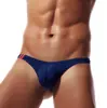Tanga de seda fina convexa en forma de U para hombre, ropa interior sexy de cintura baja, de comercio exterior, E044