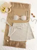 Nuevo Traje de Baño Rayado Estilo Europeo y Americano para Mujer, Conjunto de Tres Piezas, Falda Sexy para Cubrir la Cadera de Chica Caliente, Vacaciones Playa Aguas Termales
