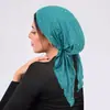 Pañuelo para la cabeza con lentejuelas de venta caliente transfronterizo europeo y americano, Gorro para quimioterapia, Pañuelo para la cabeza de color sólido curvo, Pañuelo para la cabeza multicolor con dos colas largas