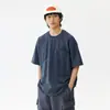 Camiseta de Color Sólido de Manga Corta para Hombre, Verano Casual Holgada Simple Versátil Bolsillo de Parche Moderna Cuello Redondo Camiseta de Media Manga